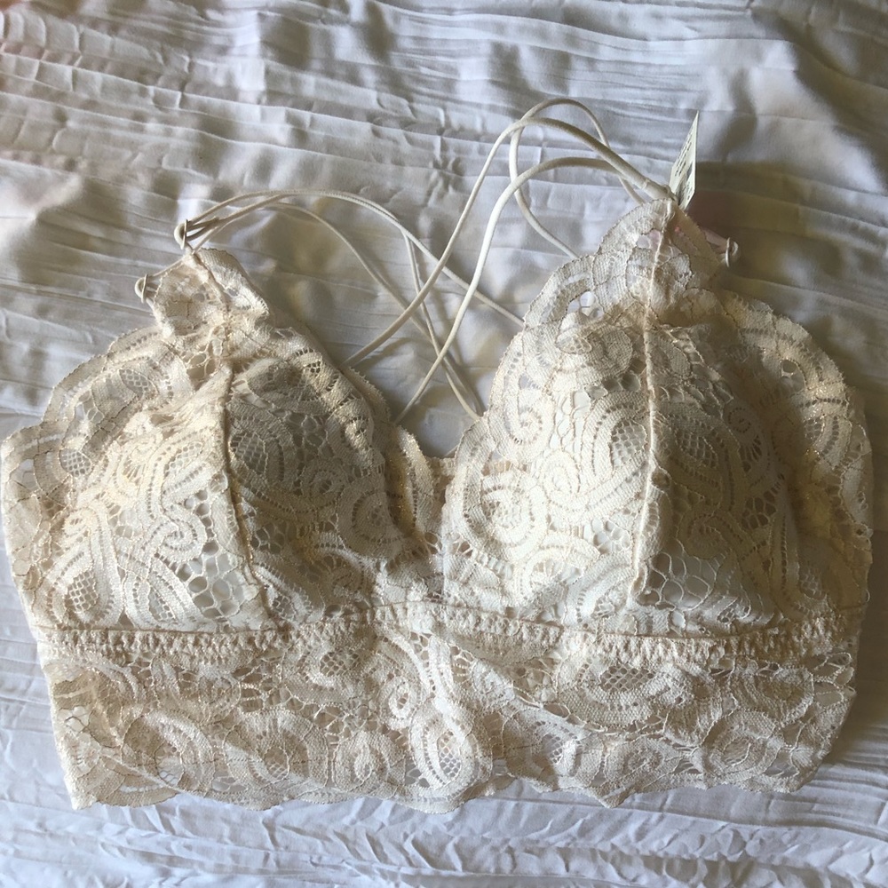 PINK white bralette with gold detailing